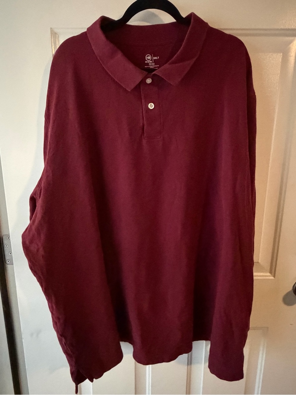 5XLT Men's Long-Sleeve Polo Shirt - Burgundy